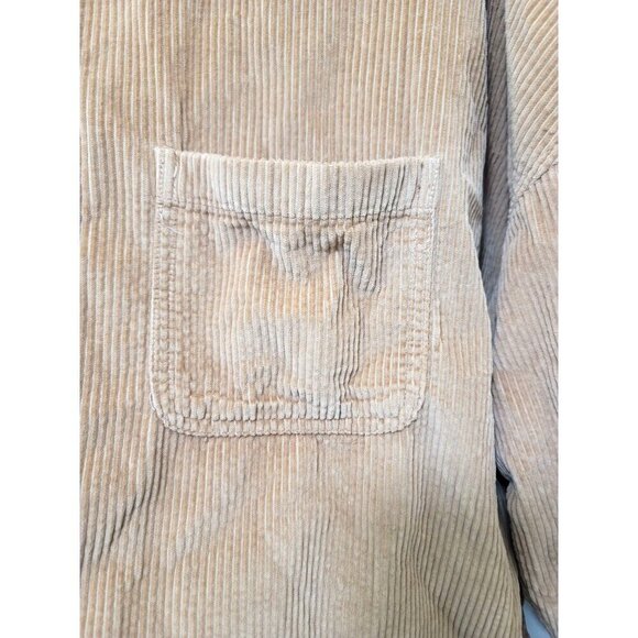 American Eagle Corduroy Button-Up Shirt Beige With  A Front Pocket SZ L - Picture 7 of 12